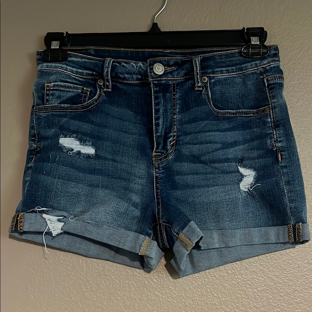 AEROPOSTALE Distressed High Waisted Midi Shorts